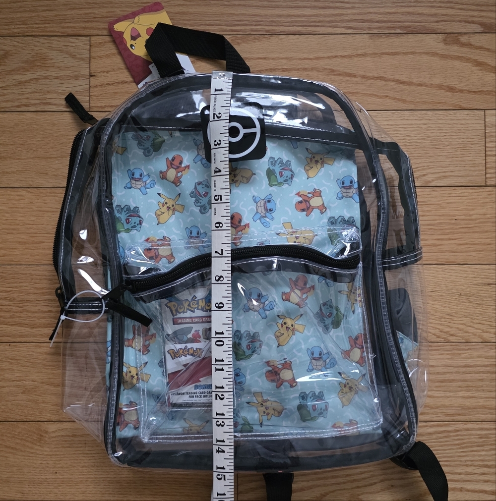 Pokemon Clear Backpack with Removable Pouch Plus Bonus Trading Card Fun Pack - Picture 13 of 15